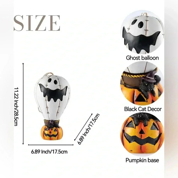 Epteuga Halloween Lighted Hot Air Balloon Ceramic Battery Operated Decor - Picture 7 of 7